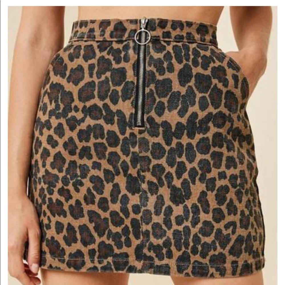 Leopard Denim Skirt